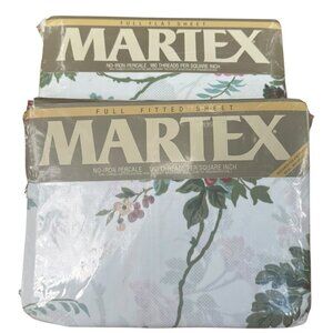 Martex Lasalle II Full Flat & Fitted Sheets 180 TC Floral Poly/Cotton USA Vtg